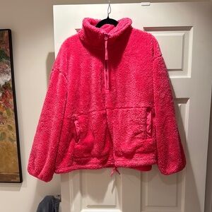 Cozy Watermelon Pink Softest Fleece Half-zip.